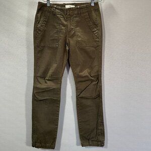 Tna Pants Womens 0 Chino Patch Pocket Green Cotton Stretch Khaki Zip Ankle